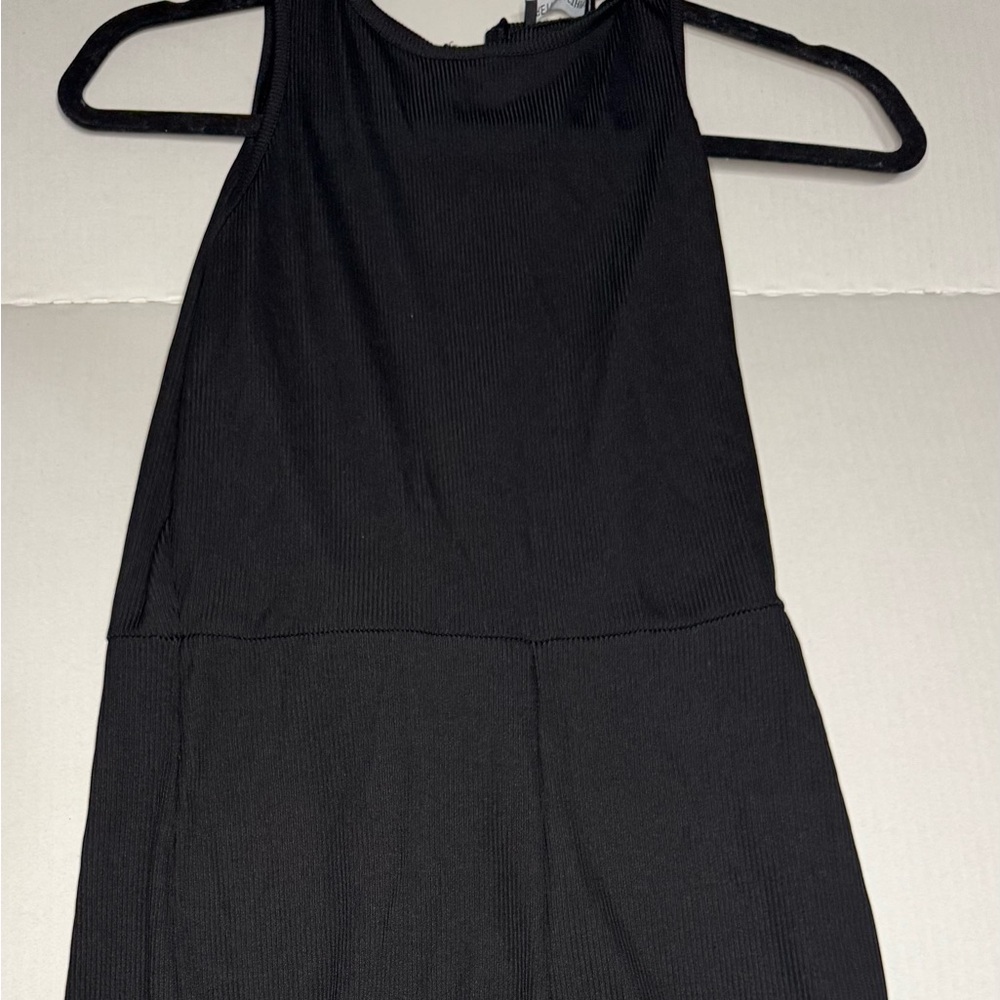Black Ribbed Knit Dress - Sleek Minimalist Style